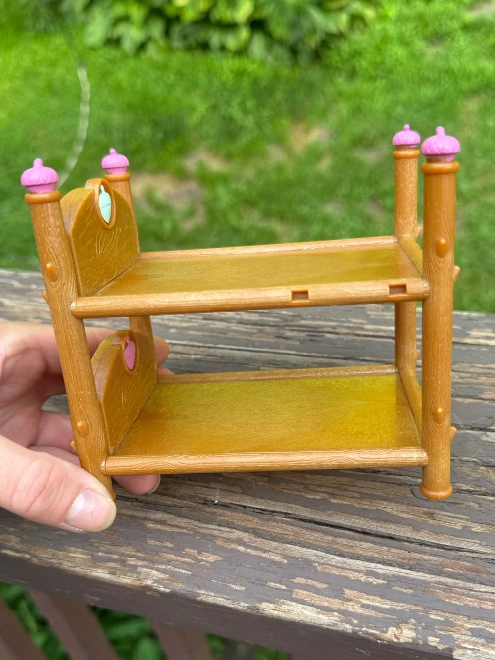 Tan Doll Bunk Shelf with Pink Accents - Kids Dolls & Accessories